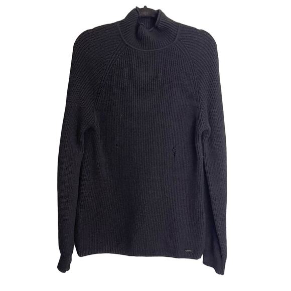 Sweaty Betty London Black Cotton Wool Blend Knit Mockneck Pullover Sweater Small - Picture 1 of 8